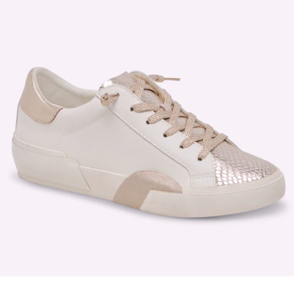 Dolce Vita Cream and Gold Sneakers